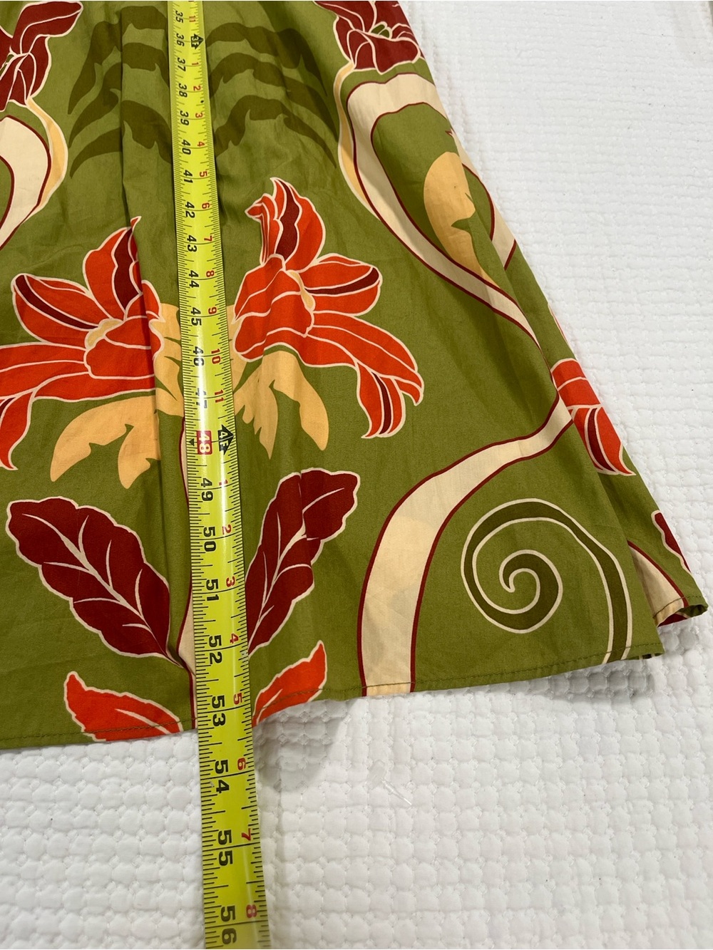 Zara Olive Green Floral Midi Dress with Red & Cream Accents - Picture 10 of 14